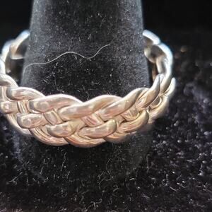 Mens Vintage Sterling Silver Braided Woven Wide Band Ring  Size 12